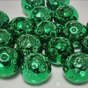 Green Acrylic Beads Metallic 16mm Shiny 4 Pieces Crafts Jewelry Making Craft